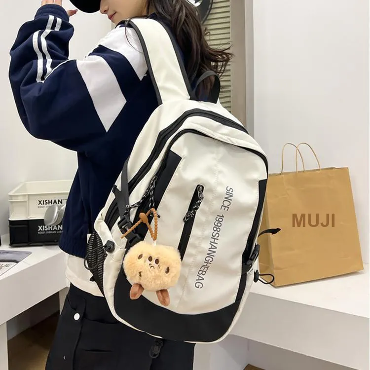 BALANG Composite Cloth Backpack Regular Unisex White Black & Color/Black-2