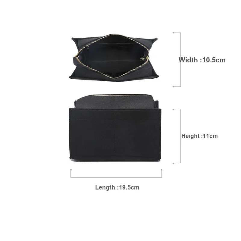 Polyester Felt Liner Bag With Lining MLB Bag Medium Bag With Zip Closure Accessory Women's Beige/Black-2