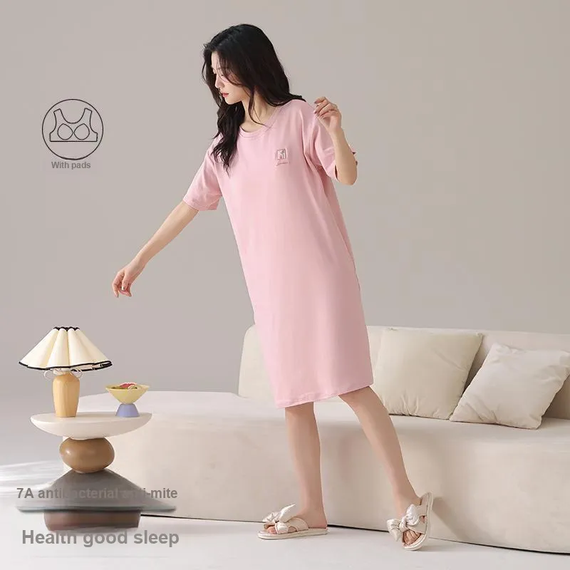 FENTENGCARE Nightgown Women's Pink-3