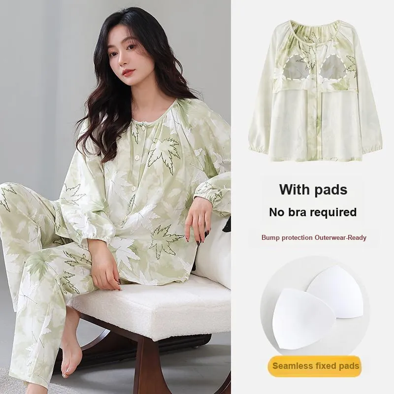 Cotton Gene Pajama Set Women's Light Green-4