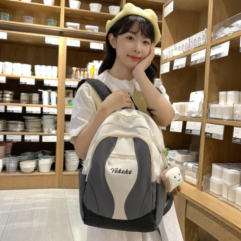 URBAN FOREST Nylon Backpack Regular Unisex Black/Pink/Yellow/Light Blue-5