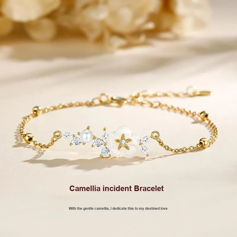 Hurry That Year Shell Pearl, Shell Flower, Synthetic Cubic Zirconia Bracelets Women's-1