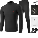 Mock Neck Set (Black) 100% cotton Windproof/Includes 2-Pack Cotton Socks+Shopping Bag
