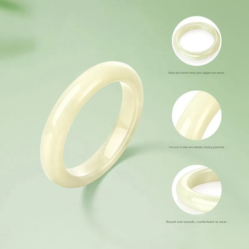 Mokinggran Hetian Jade Bangles Pale Greenish White Jade Women's-2