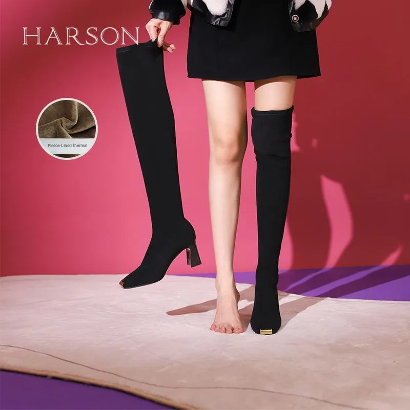 HARSON Over Painted Boots 7cm Women's Black-10