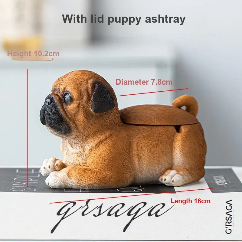KERPA Pudog Styling Ashtray With Lid Anti Fly Ashtray Home Use Living Room Small Storage Ornament All Styles-6