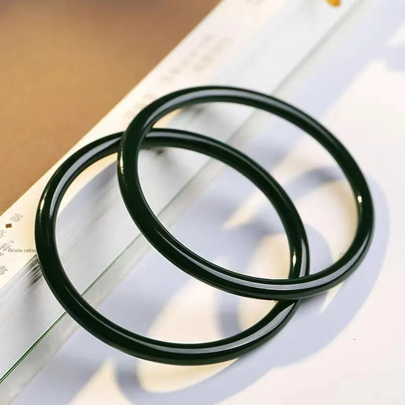 CUIYIN Hetian Jade Bangles Green Jade Women's-5