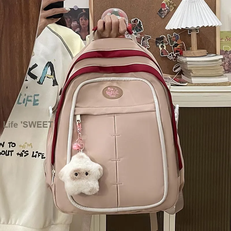 XIANGSU Nylon Backpack Women's Yellow/Pink/White/Black-6