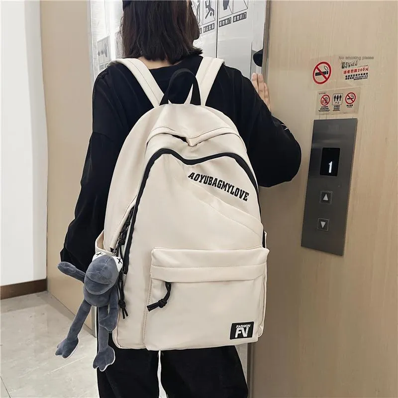 OUZIHUANG Nylon Backpack Unisex Black/Ecru/Red/Blue-6