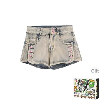 PZHK Denim Shorts Women's Blue Shopping Bag Included