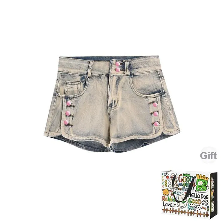 PZHK Denim Shorts Women's Blue Shopping Bag Included-0