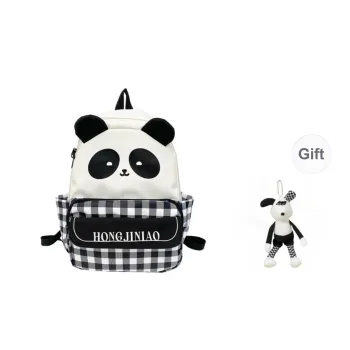 BRABOSTON Nylon Backpack Regular Unisex Panda Plaid/Black Panda