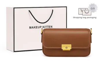 MAKEUP KITTEN Cow Leather Shoulder Bag Women's Roman Brown