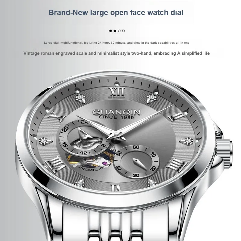 GUANQIN Super Player Collection Mechanical Movement Steel Strap Watch Men's Watches White Dial-15