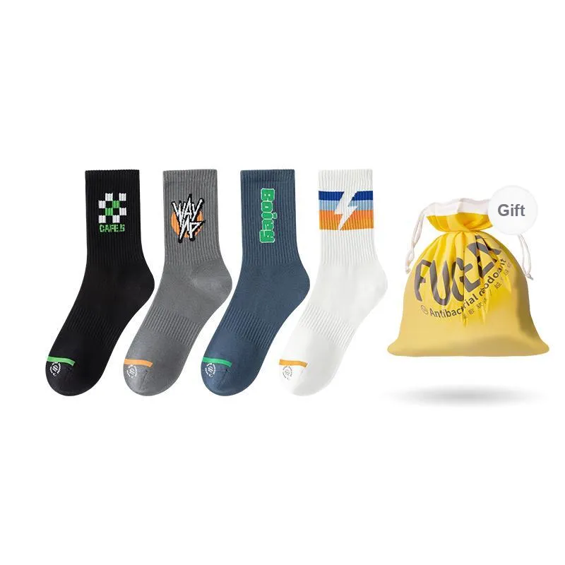 FUGEER Mid Calf Socks Men's 4 Pack-16