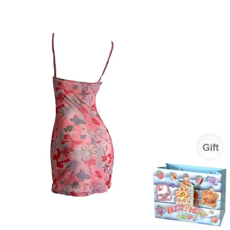QUIET ANGEL Slip Dresses Women's Pink Floral Shopping Bag-1