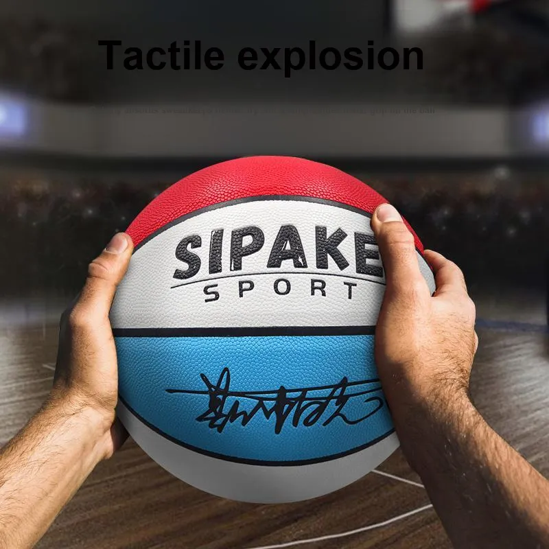 SIPAKESPORT PU Basketball Red Blue White Size 7 Ball Training Unisex-5