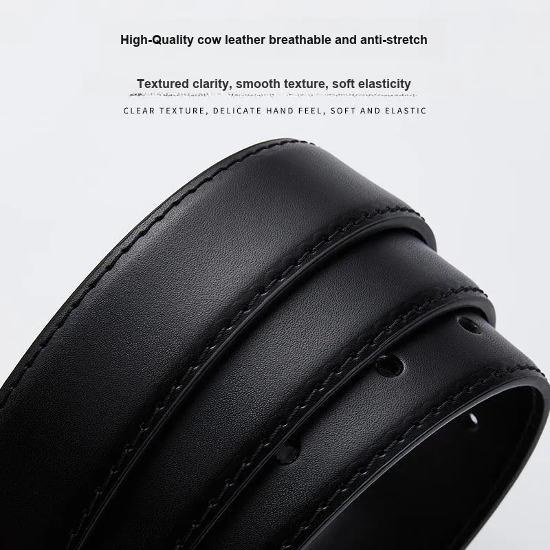 Jeccieziio Cow Split Leather Belts Women's Width 2.8CM-3