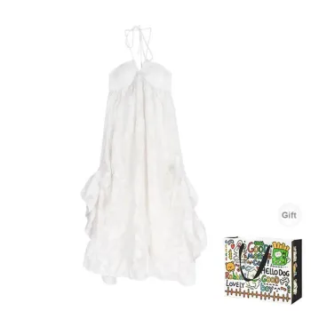 ZVJH Slip Dresses Women's Beige Apricot Skirt Shopping Bag