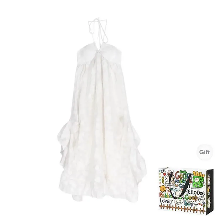ZVJH Slip Dresses Women's Beige Apricot Skirt Shopping Bag-0