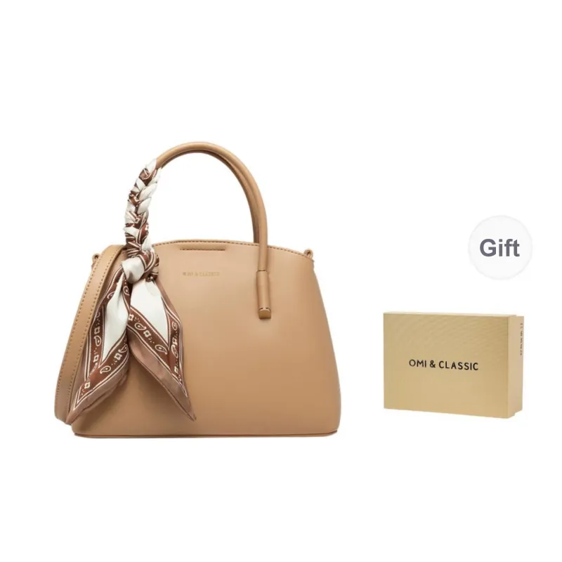 OMI Polyurethane Synthetic Leather Shopping Bag, One Shoulder Handbag Regular Women's White/Black/Khaki-10