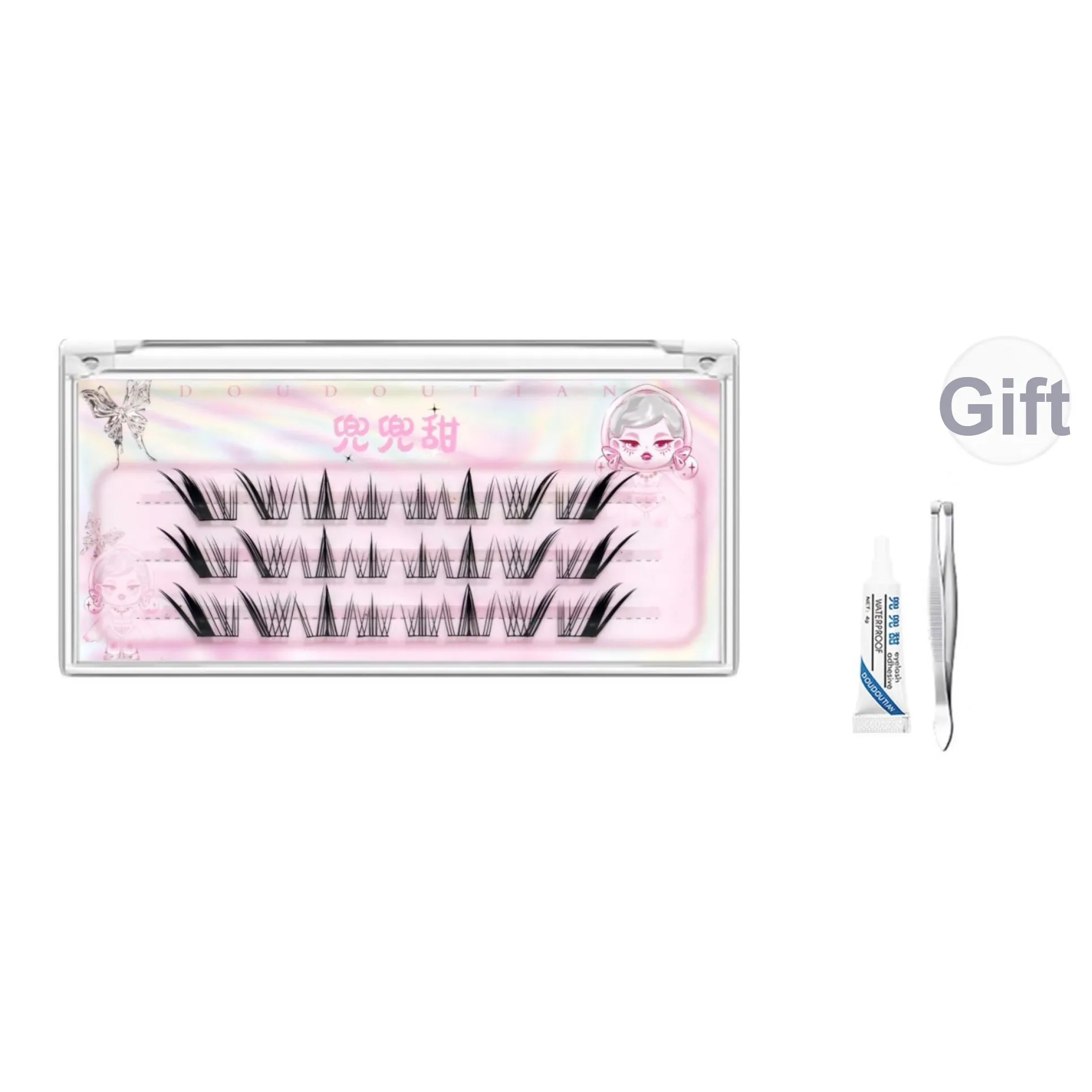 DOUDOUTIAN Клеящиеся ресницы для женщин