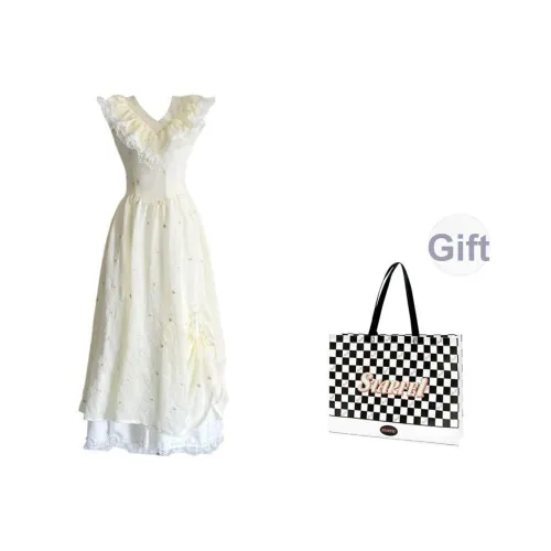 STARFEI Без рукавов Платье Женское Желтое