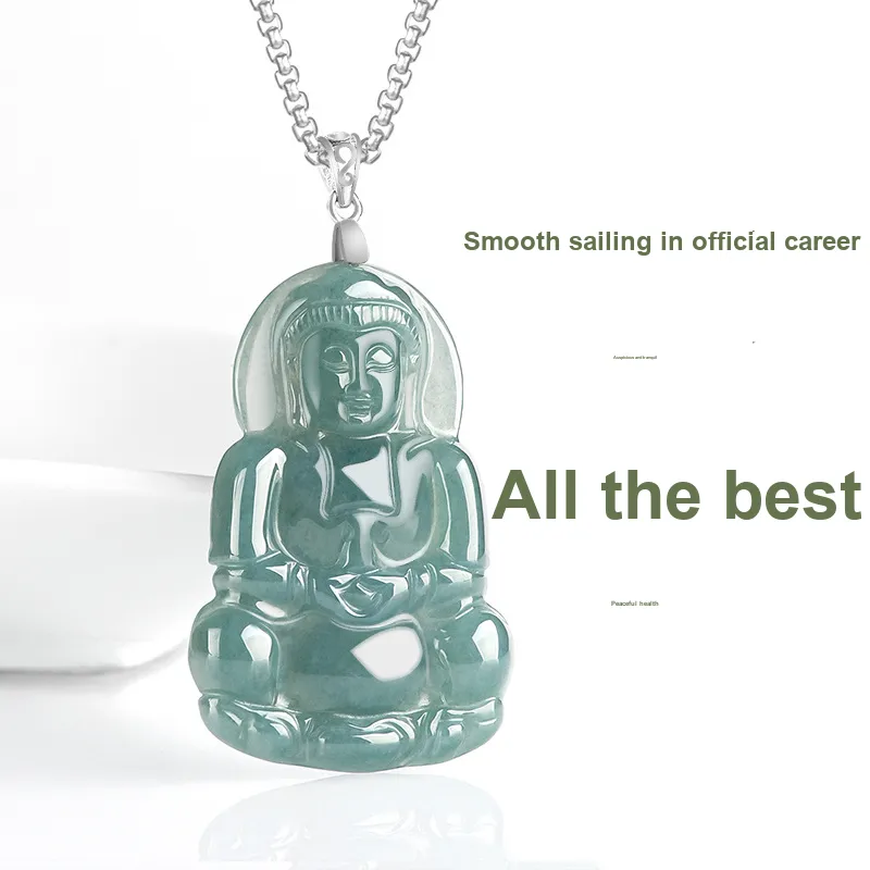 Long Fu Glutinous Jade Jadeite Necklace Trendy And Versatile Gift For Festivals Unisex-1