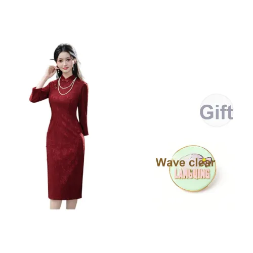 LANGQING Длинное платье с длинными рукавами женское