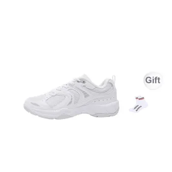KUMPOO Cloud Motion Slip-Resistant Breathable Badminton Shoes Unisex White Light Gray