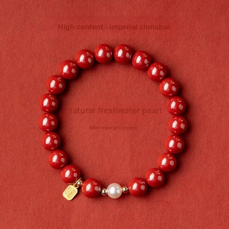 WUMZK Reconstructed Cinnabar Bracelets Unisex-10
