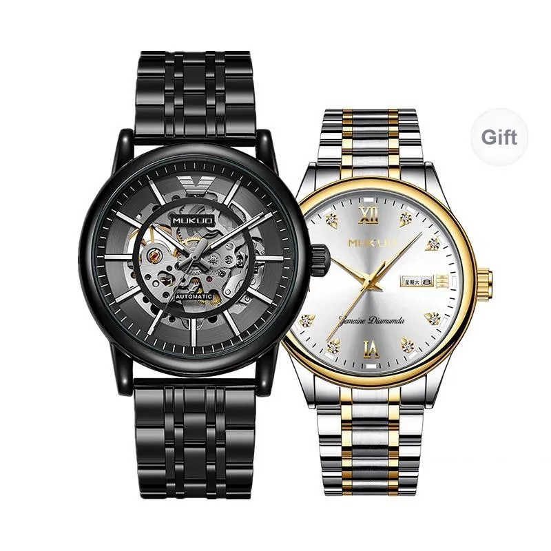 MUKUO Black Warrior Automatic Mechanical Movement Watch Unisex Black Dial-12