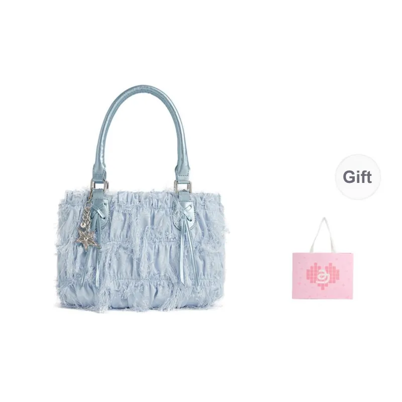 JACD PU Patchwork Fabric Handbag Regular Women's Vintage Ballet/Pearl Silver/Foam Blue-8