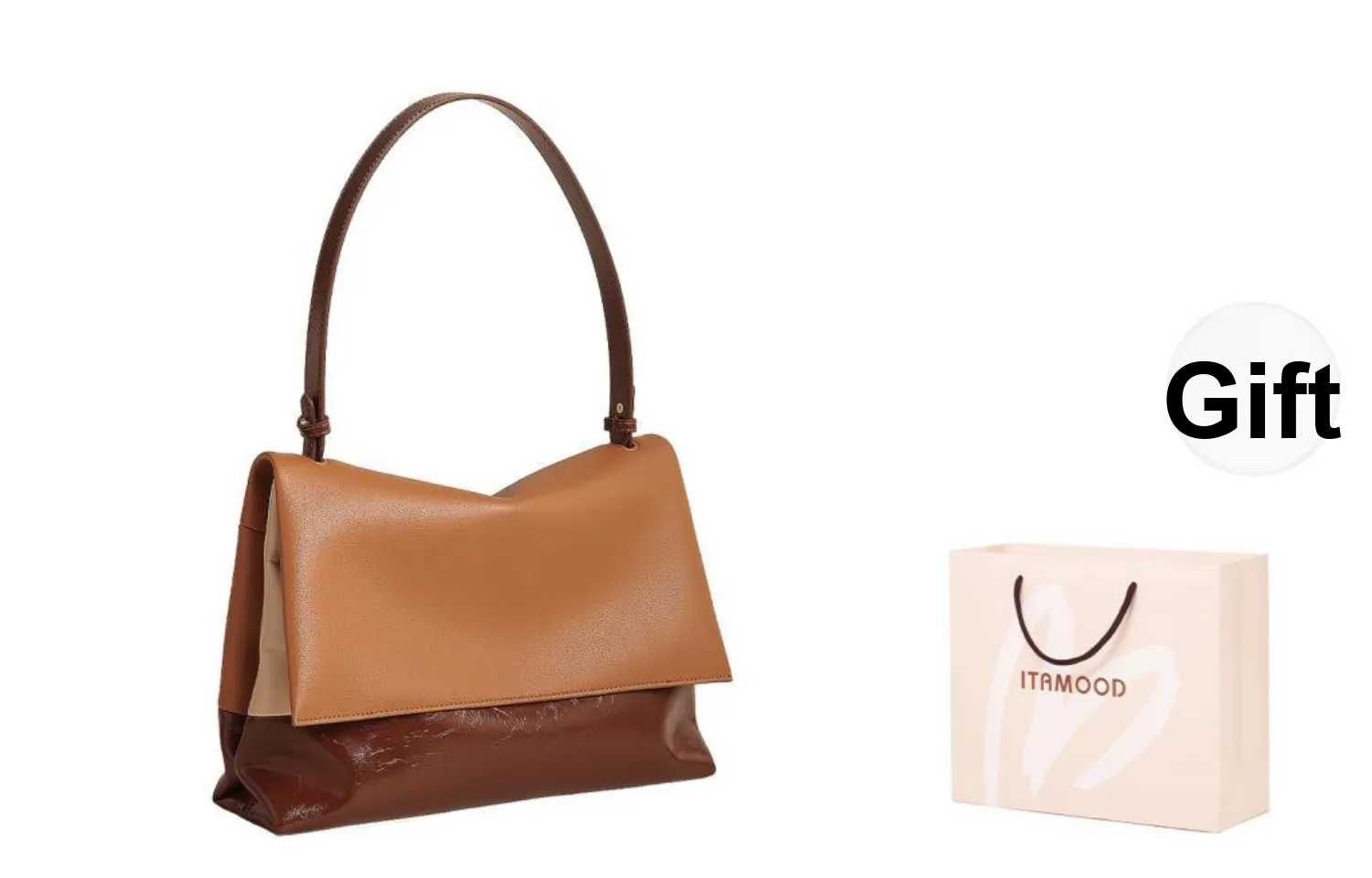 Miao Di Soft Cow Leather Thousand-Layer Snow Tote Bag Messenger Bag Shoulder Bag Regular Women's Latte/Cinnamon