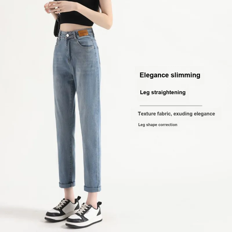 FAWENXIANGZI Jeans Women's Light Blue-4