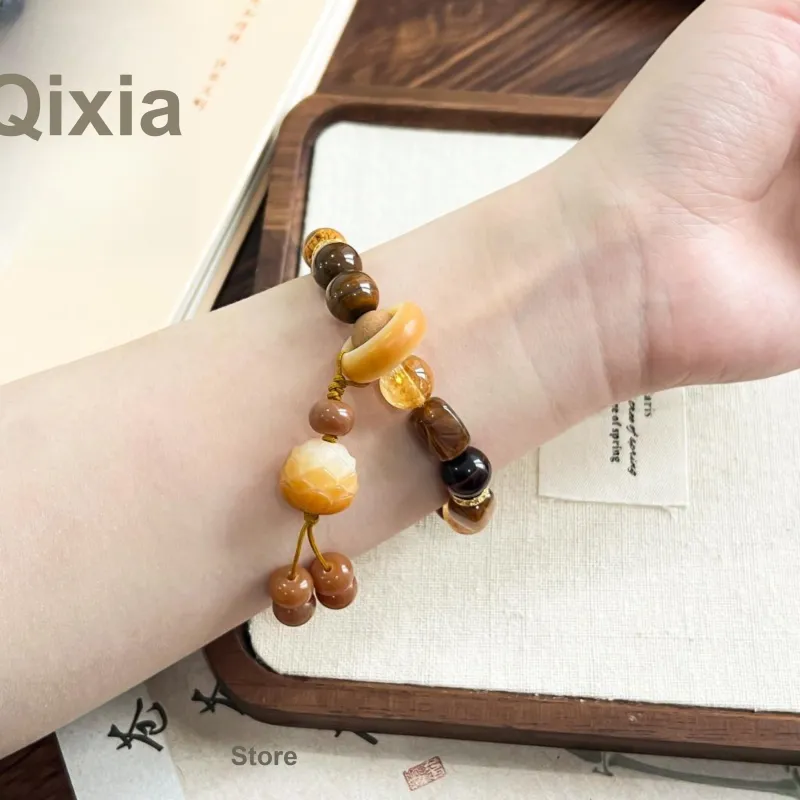 DVNRR Tiger's Eye Stone Jade Bracelets Unisex-4