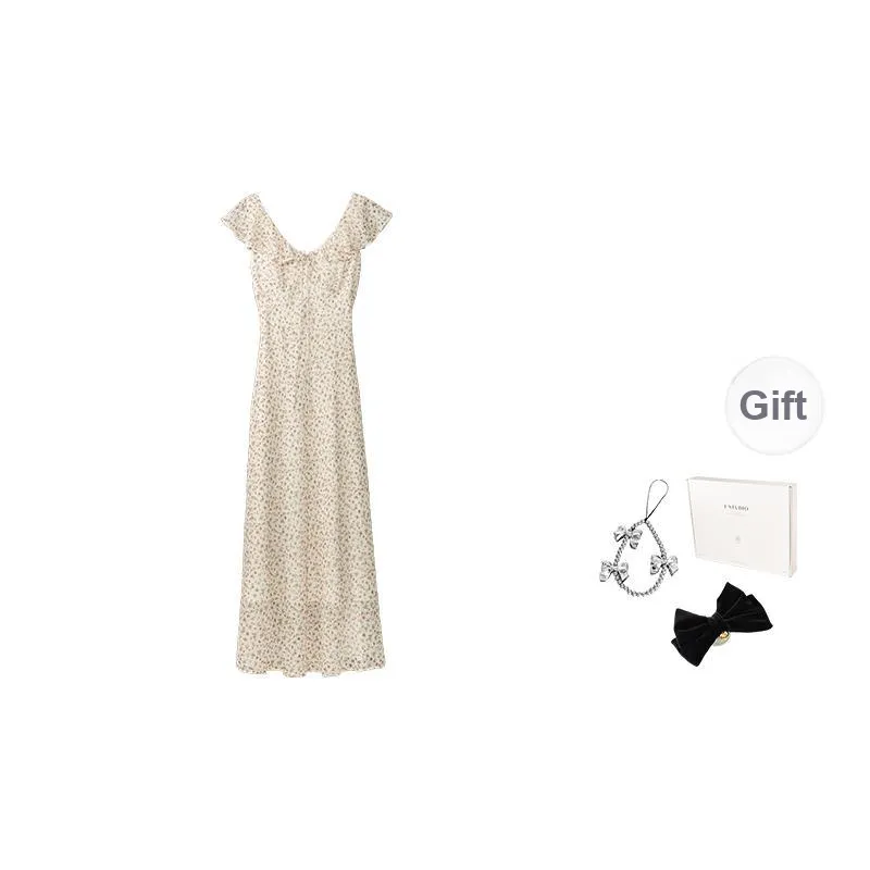 Fstudio Summer V Neck Cap Sleeve Floral Sleeveless Dress Women's-0