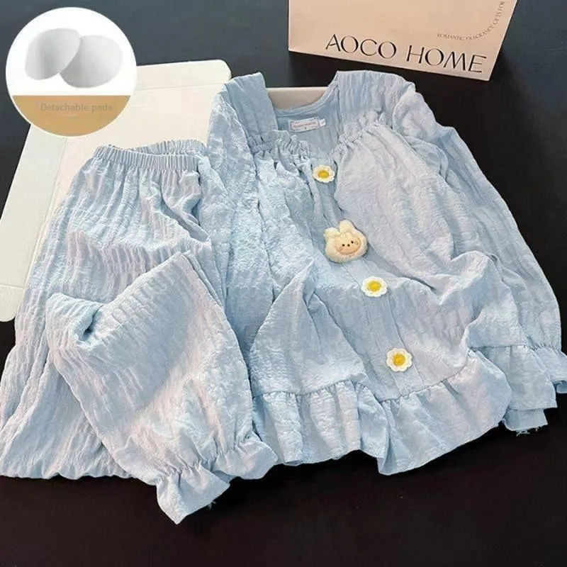 OEING Pajama Set Women's Gift Box Set Blue-1