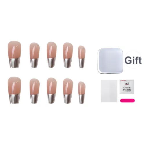 JIABITU Серебряный Луна False Nail Трапециевый Однотонный Телесный Французский 17мм