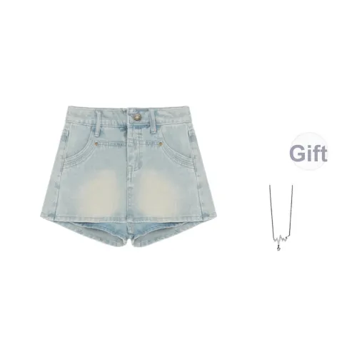 Mu Qingqing Джинсовые шорты Женские Светло-синие
