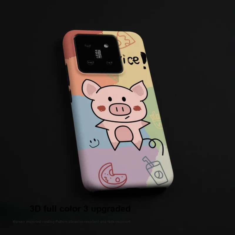 Keshami PC Material Fully Enclosed Impact Resistant Matte Graffiti Piglet Phone Cases Suitable For Xiaomi 14/14pro-6