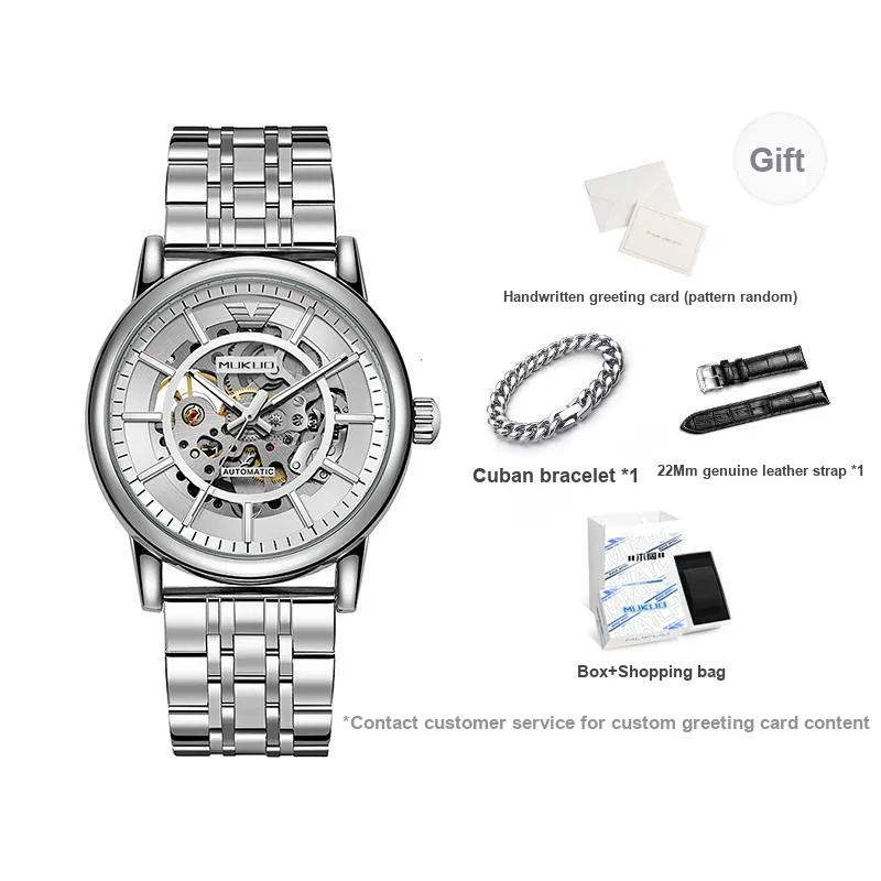 MUKUO Black Warrior Automatic Mechanical Movement Watch Unisex Black Dial-9