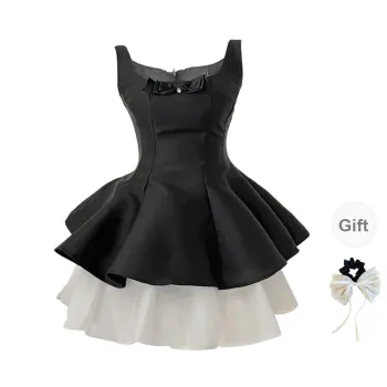 TUSHIFEI Sleeveless Dress Women's Black+Hair Tie Comes With