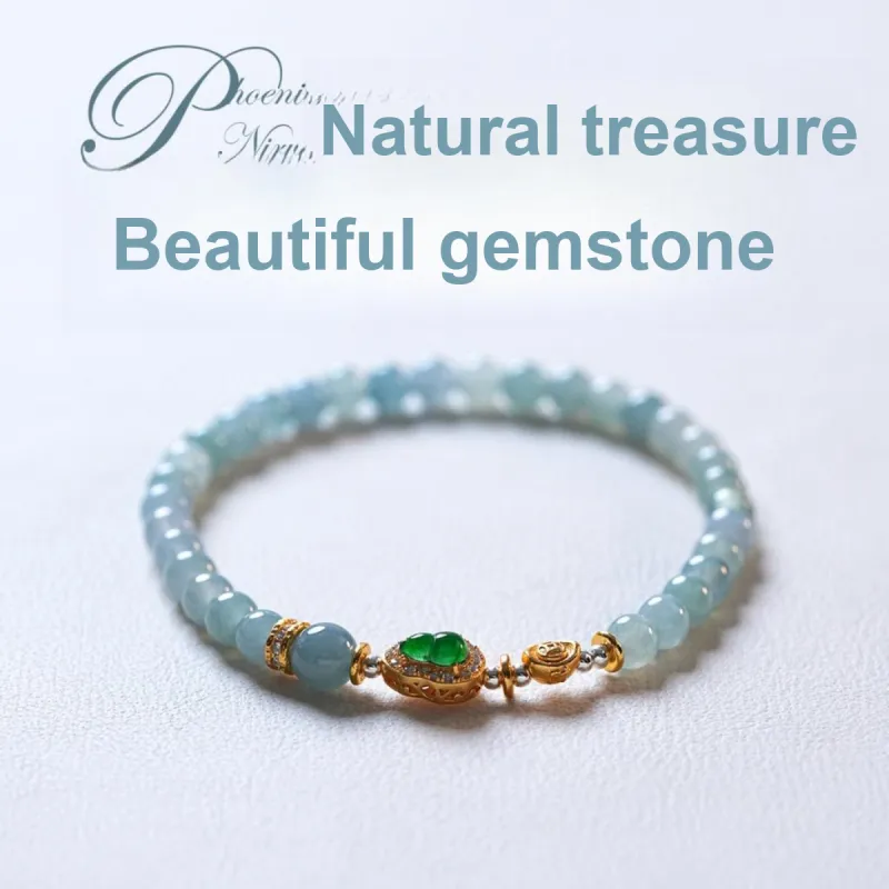 Phoenix Nirvana Ice Glutinous Blue Water Jadeite Bracelet Women's-1