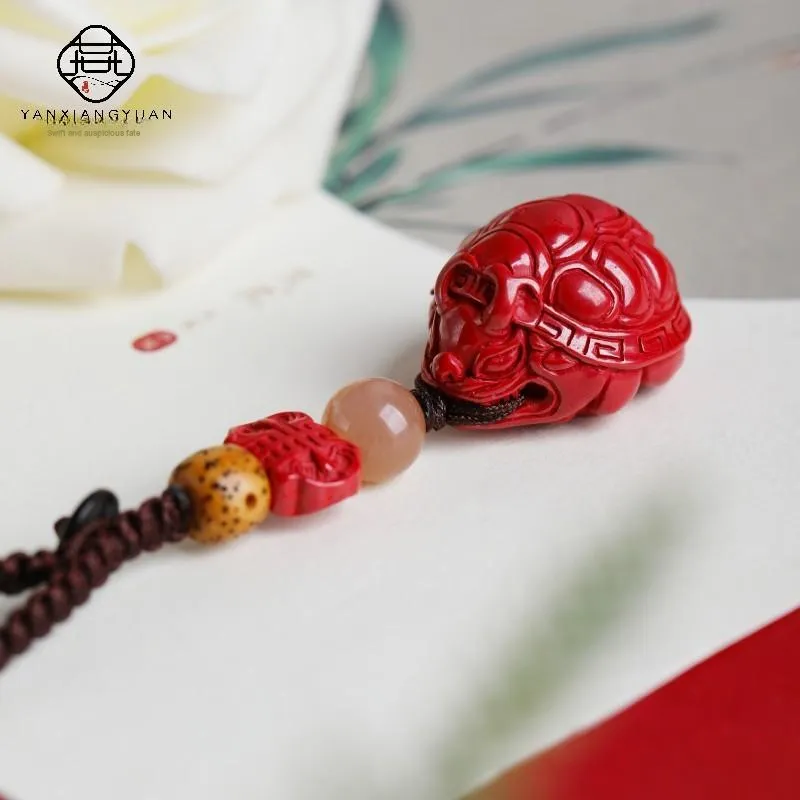 YANXIANGYUAN Cinnabar Carved Jade Ornaments Unisex-1