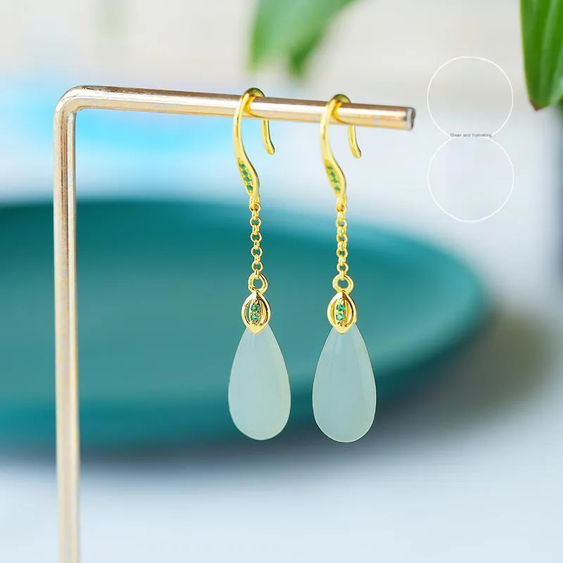 KUNYUYAO Hetian Jade Earrings White Jade Women's-3
