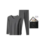 Men's Crew Neck Clothing Sets (Downpour Gray) Dralon Thermal/Seamless/Antibacterial Comfortable