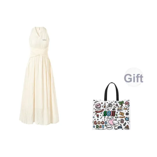 SOIE Без рукавов Платье Женское Абрикосовое