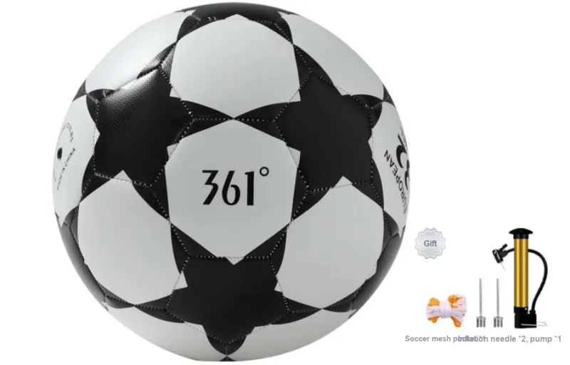 361° Ball Size 4 Soccer TPU Machine Stitched Soccer Ball Unisex Black White-0