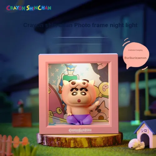 ROCK x Crayon Shinchan Photo Frame Night Light Buriburizaemon Little Xin Chibi Figures